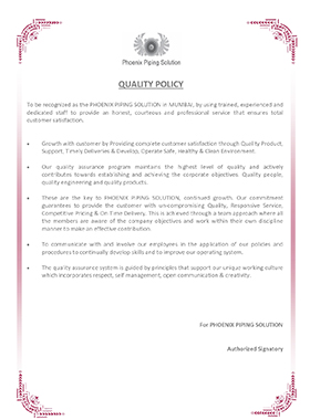 Quality Policy Certificate